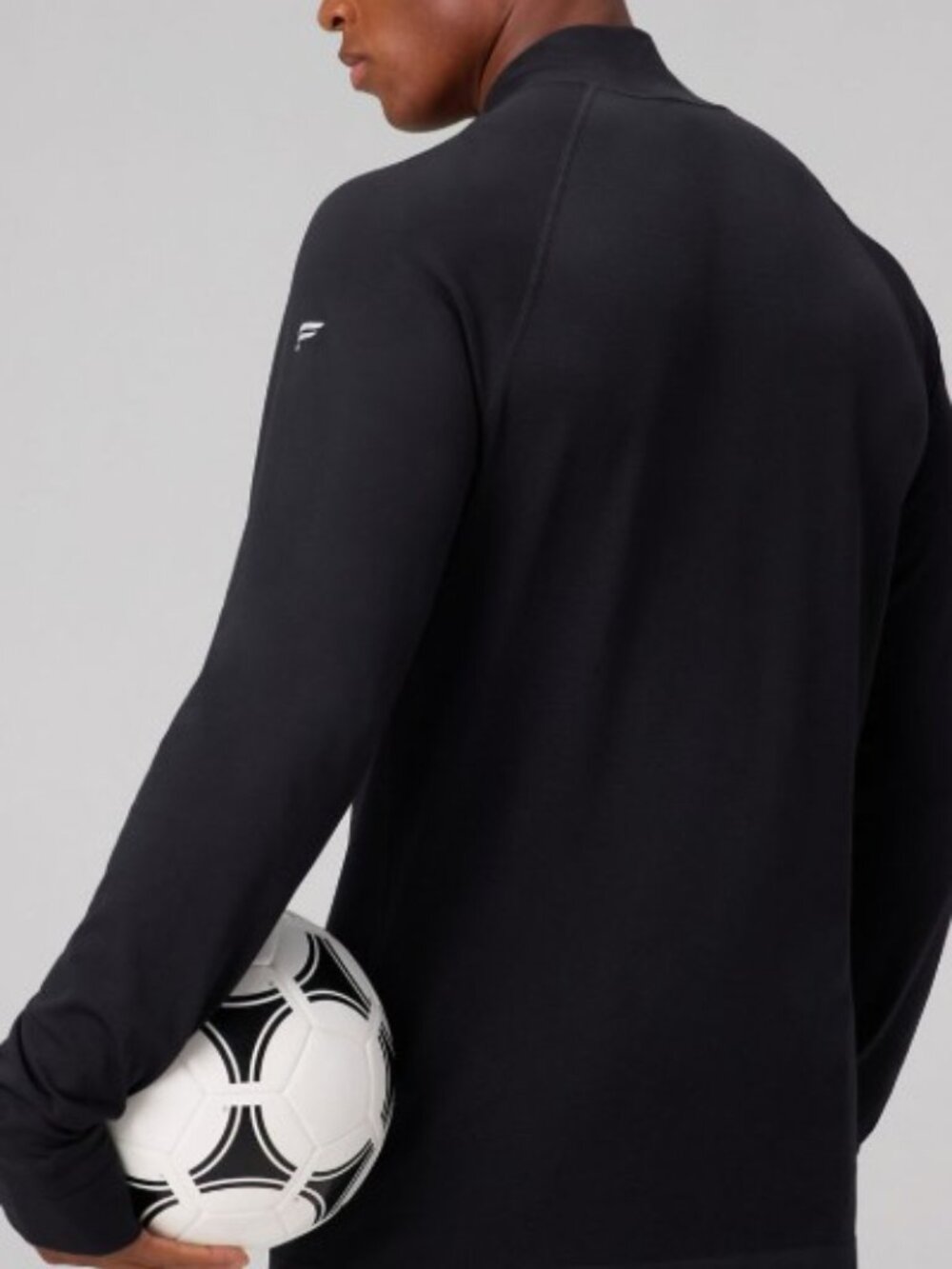 Fabletics The Training Day Quarter Zip Pullover Mens Large L Black Long Sleeve